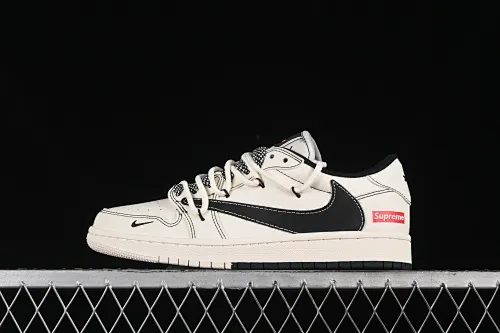All categories Air Jordan Jordan series basketball shoes Air Jordan 1 Low High-end customized low-top sneakers Travis Scott x Fragment Design x Air Jordan 1 Low OG SP AJ1 Joe 1 Supreme joint-beige and black double drawstring low-top cultural casual sneakers SJ0086-134